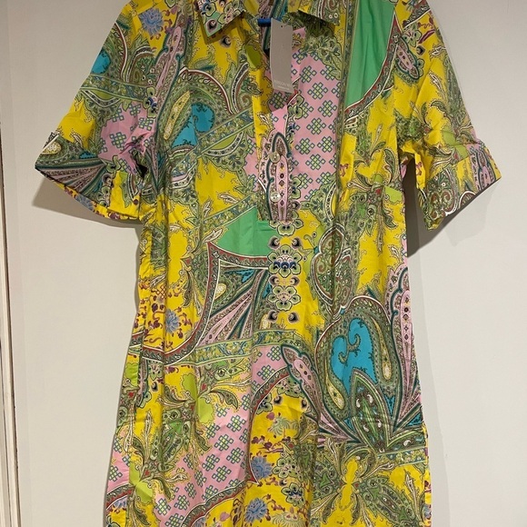 Hinson Wu Aileen Short Sleeve soft combo shirt dress New with Tag Sz Large - Picture 2 of 12